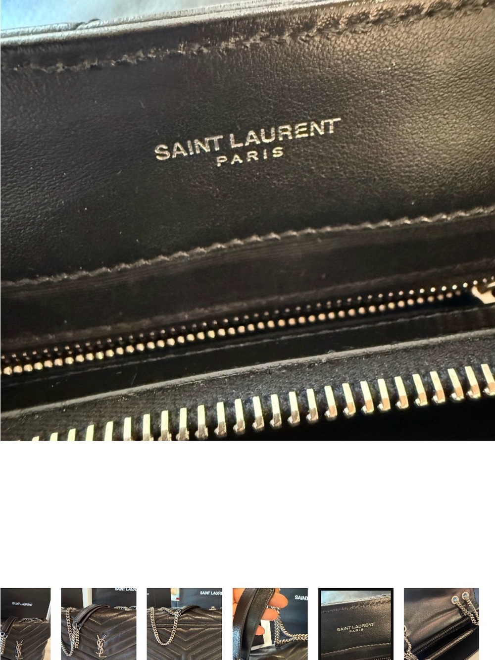 Saint Laurent Black Quilted Chevron Shoulder Bag with Silver YSL Hardware - Picture 6 of 7